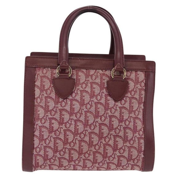 Christian Dior Trotter Canvas Hand Bag Red Gold Auth 191301V