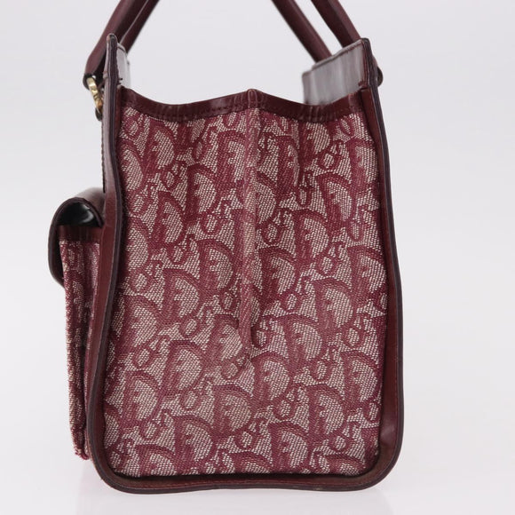 Christian Dior Trotter Canvas Hand Bag Red Gold Auth 191301V