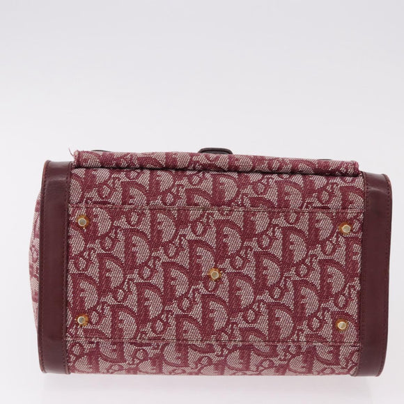 Christian Dior Trotter Canvas Hand Bag Red Gold Auth 191301V