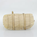 PRADA Gathered Hand Bag Leather 2way Ivory Gold Auth 191302A-11