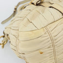 PRADA Gathered Hand Bag Leather 2way Ivory Gold Auth 191302A-13