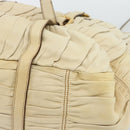 PRADA Gathered Hand Bag Leather 2way Ivory Gold Auth 191302A-14