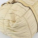 PRADA Gathered Hand Bag Leather 2way Ivory Gold Auth 191302A-15