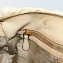 PRADA Gathered Hand Bag Leather 2way Ivory Gold Auth 191302A-24