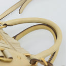 PRADA Gathered Hand Bag Leather 2way Ivory Gold Auth 191302A-8