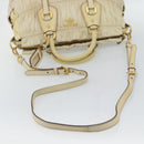 PRADA Gathered Hand Bag Leather 2way Ivory Gold Auth 191302A-9