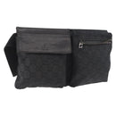 GUCCI GG Canvas Waist Bag Black Silver 28566 Auth 191304-1
