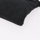 GUCCI GG Canvas Waist Bag Black Silver 28566 Auth 191304-11