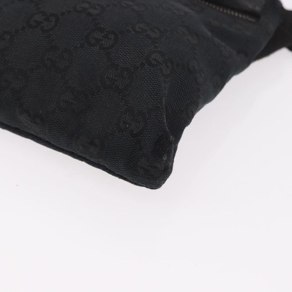 GUCCI GG Canvas Waist Bag Black Silver 28566 Auth 191304