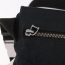 GUCCI GG Canvas Waist Bag Black Silver 28566 Auth 191304-14