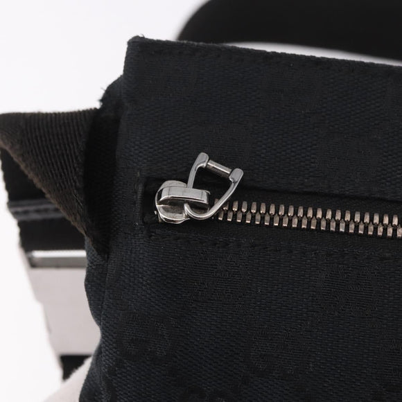 GUCCI GG Canvas Waist Bag Black Silver 28566 Auth 191304