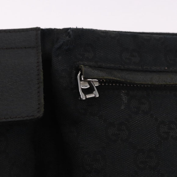 GUCCI GG Canvas Waist Bag Black Silver 28566 Auth 191304
