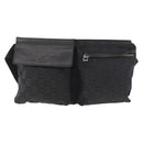 GUCCI GG Canvas Waist Bag Black Silver 28566 Auth 191304-2