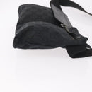 GUCCI GG Canvas Waist Bag Black Silver 28566 Auth 191304-4