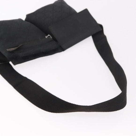 GUCCI GG Canvas Waist Bag Black Silver 28566 Auth 191304