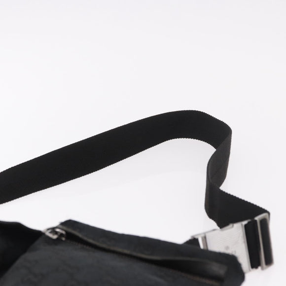 GUCCI GG Canvas Waist Bag Black Silver 28566 Auth 191304
