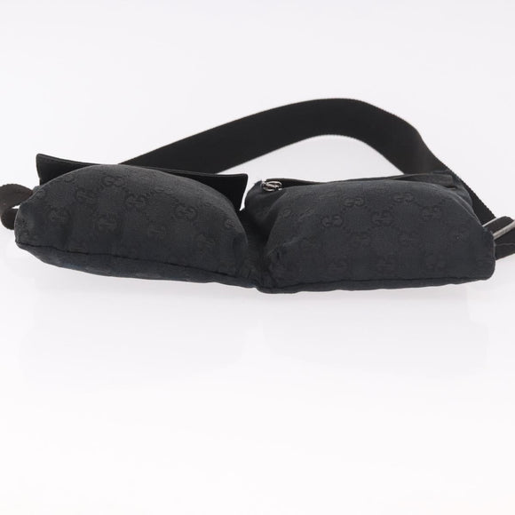 GUCCI GG Canvas Waist Bag Black Silver 28566 Auth 191304