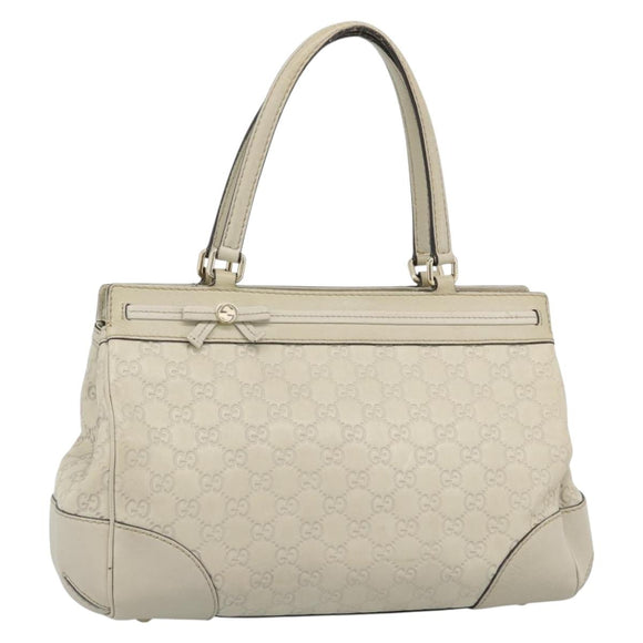 GUCCI GG Canvas Guccissima Mayfair Bag Leather Beige Gold 257063 Auth 191307A