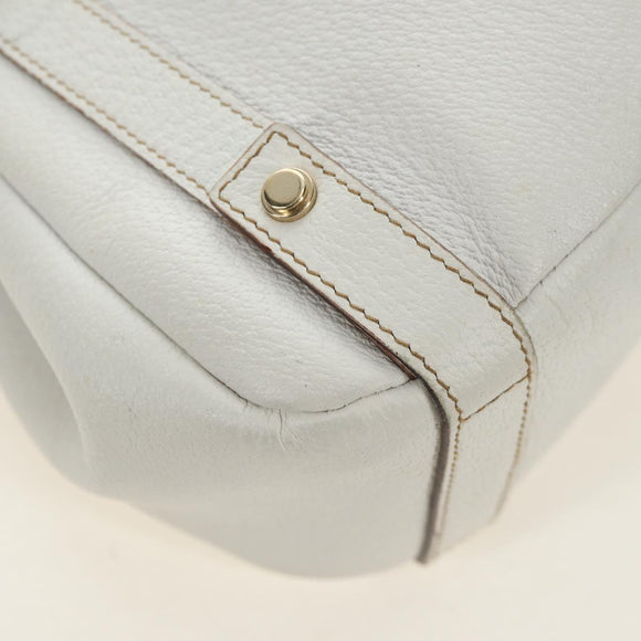 GUCCI Abbey Tote Bag Leather White Gold 130736 Auth 191308V