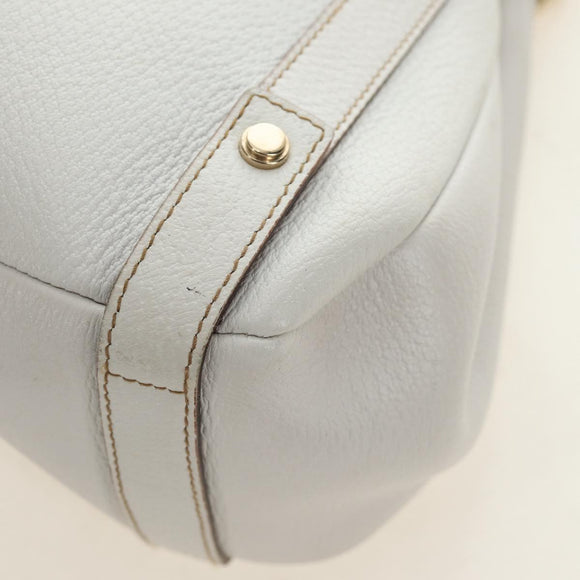 GUCCI Abbey Tote Bag Leather White Gold 130736 Auth 191308V