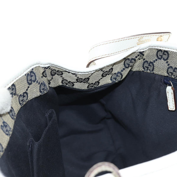 GUCCI Abbey Tote Bag Leather White Gold 130736 Auth 191308V