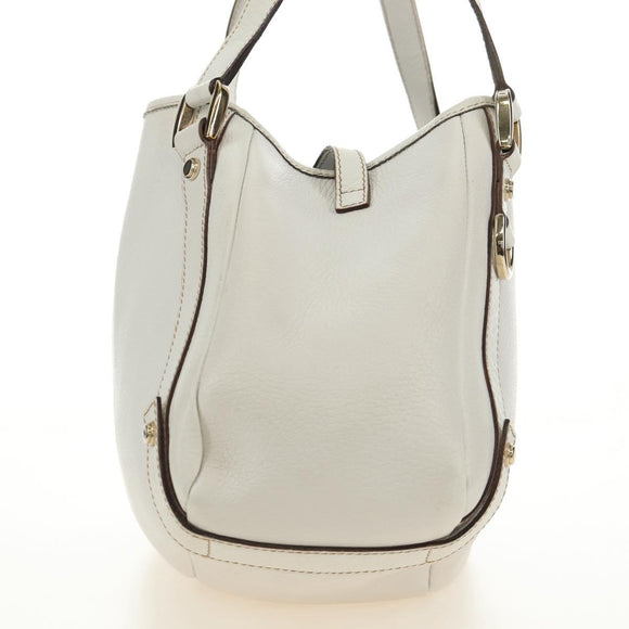 GUCCI Abbey Tote Bag Leather White Gold 130736 Auth 191308V