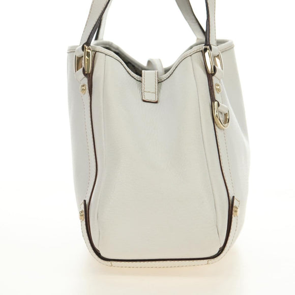 GUCCI Abbey Tote Bag Leather White Gold 130736 Auth 191308V