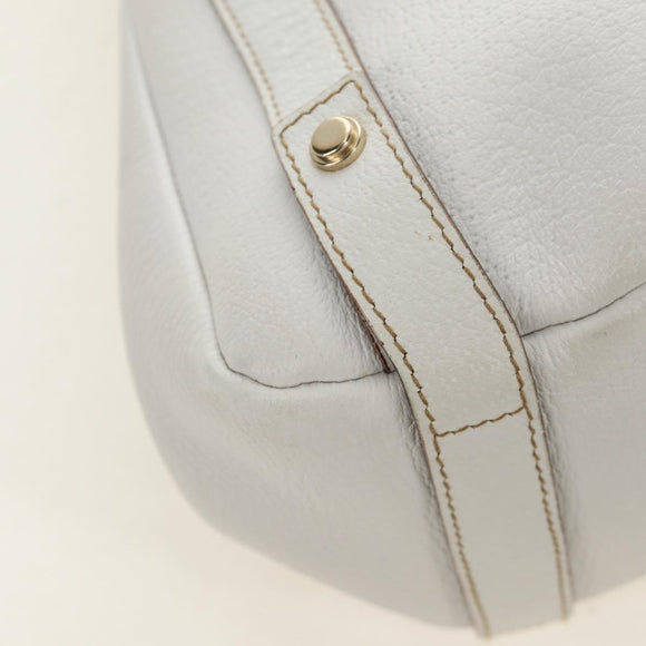 GUCCI Abbey Tote Bag Leather White Gold 130736 Auth 191308V