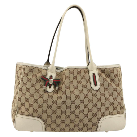 GUCCI GG Canvas Princi Tote Bag Beige Gold 163805 Auth 191309V