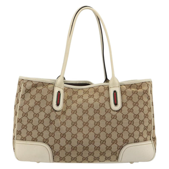 GUCCI GG Canvas Princi Tote Bag Beige Gold 163805 Auth 191309V