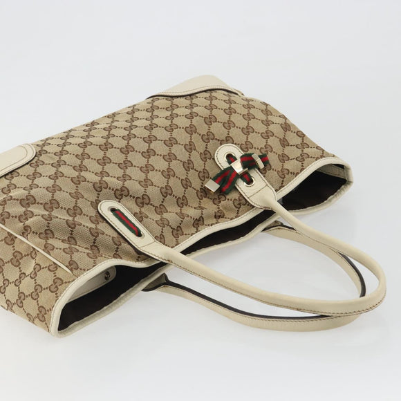 GUCCI GG Canvas Princi Tote Bag Beige Gold 163805 Auth 191309V