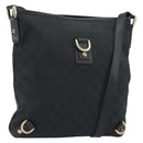 GUCCI GG Canvas Abbey Shoulder Bag Black Gold 131326 Auth 191311A-1