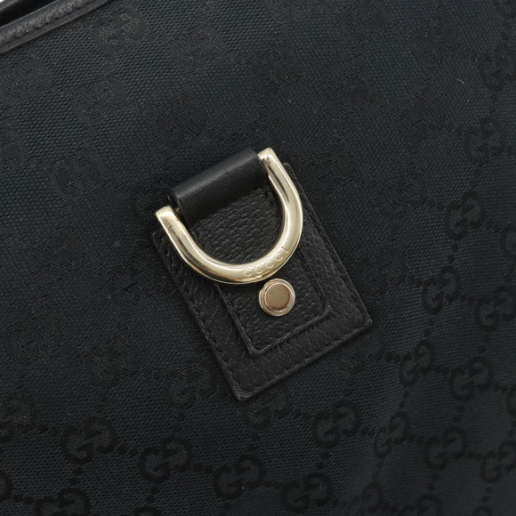 GUCCI GG Canvas Abbey Shoulder Bag Black Gold 131326 Auth 191311A