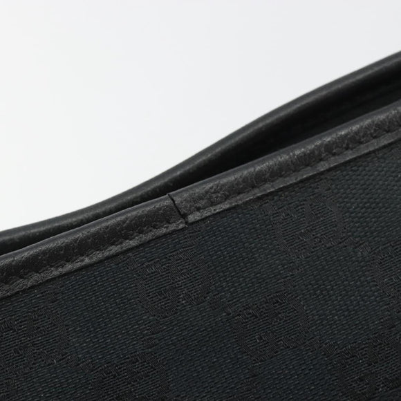 GUCCI GG Canvas Abbey Shoulder Bag Black Gold 131326 Auth 191311A