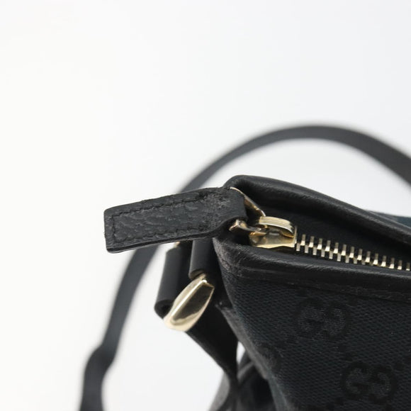 GUCCI GG Canvas Abbey Shoulder Bag Black Gold 131326 Auth 191311A
