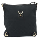 GUCCI GG Canvas Abbey Shoulder Bag Black Gold 131326 Auth 191311A-13