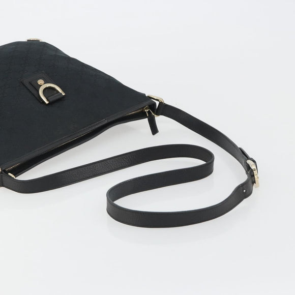 GUCCI GG Canvas Abbey Shoulder Bag Black Gold 131326 Auth 191311A