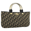 Christian Dior Trotter Canvas Hand Bag Navy Gold Auth 191312-1