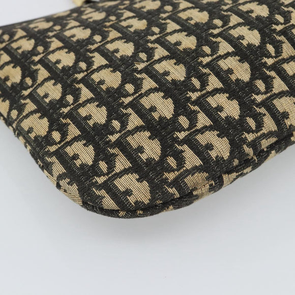 Christian Dior Trotter Canvas Hand Bag Navy Gold Auth 191312