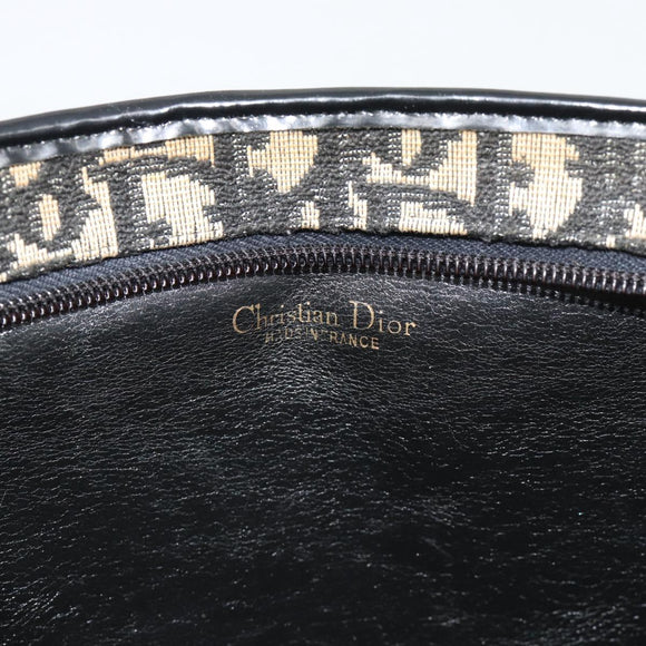Christian Dior Trotter Canvas Hand Bag Navy Gold Auth 191312