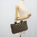 Christian Dior Trotter Canvas Hand Bag Navy Gold Auth 191312-19