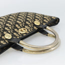 Christian Dior Trotter Canvas Hand Bag Navy Gold Auth 191312-7