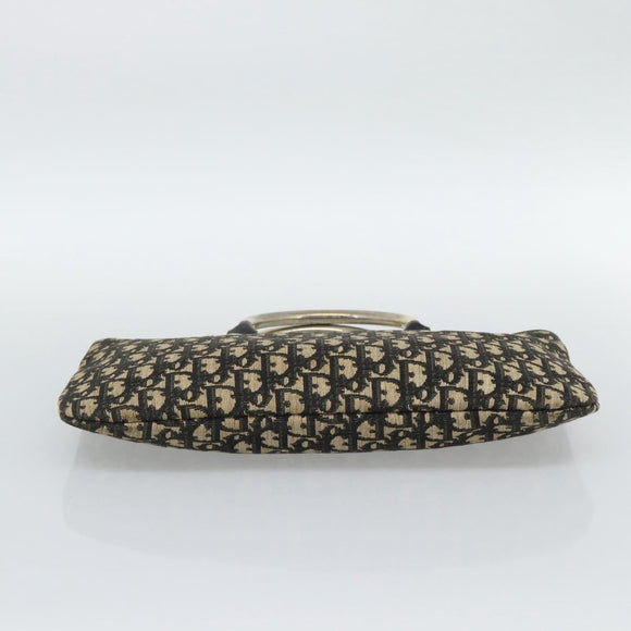 Christian Dior Trotter Canvas Hand Bag Navy Gold Auth 191312