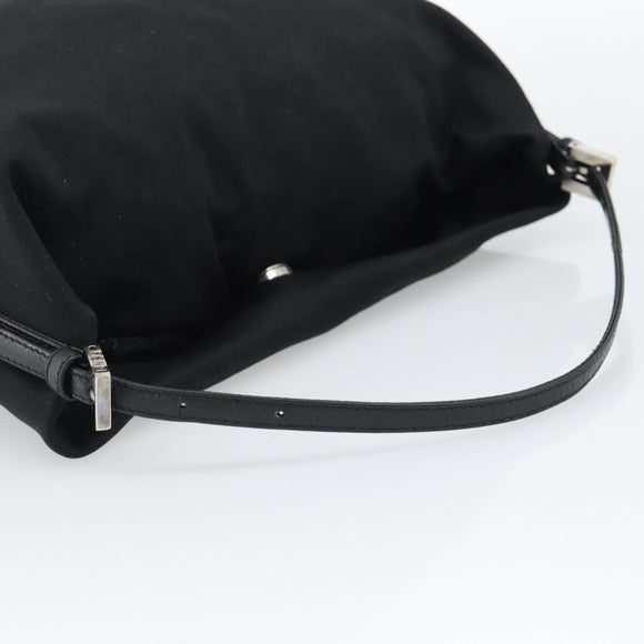 FENDI Shoulder Bag Cotton Jersey Black Silver Auth 191313