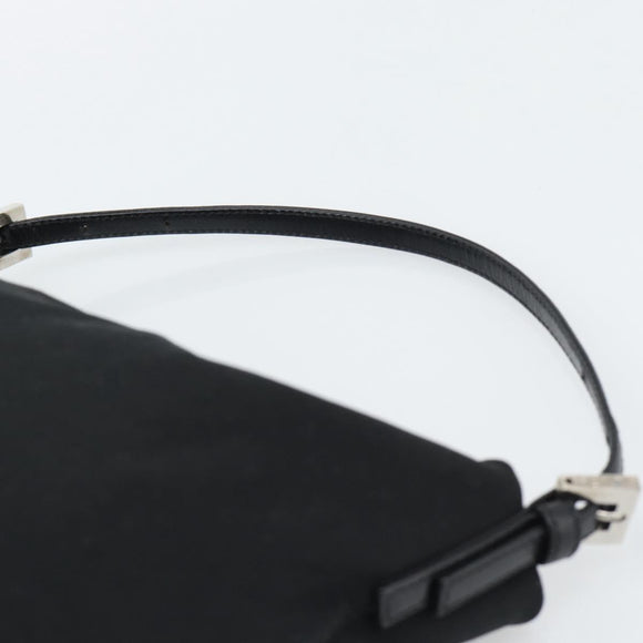 FENDI Shoulder Bag Cotton Jersey Black Silver Auth 191313