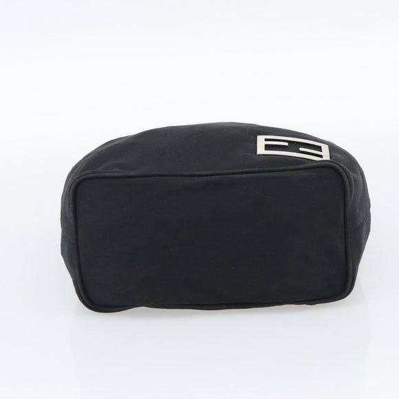 FENDI Shoulder Bag Cotton Jersey Black Silver Auth 191313