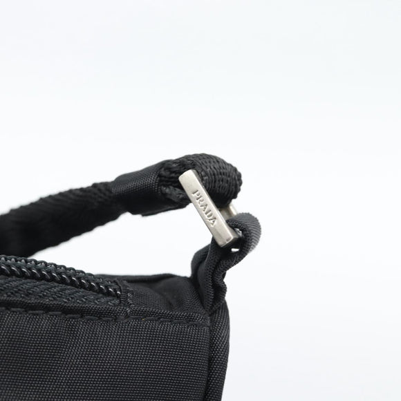 PRADA Accessory Pouch Nylon Black Silver Auth 191315V