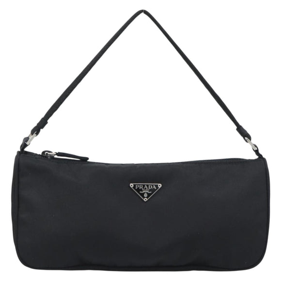 PRADA Accessory Pouch Nylon Black Silver Auth 191315V