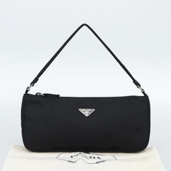 PRADA Accessory Pouch Nylon Black Silver Auth 191315V