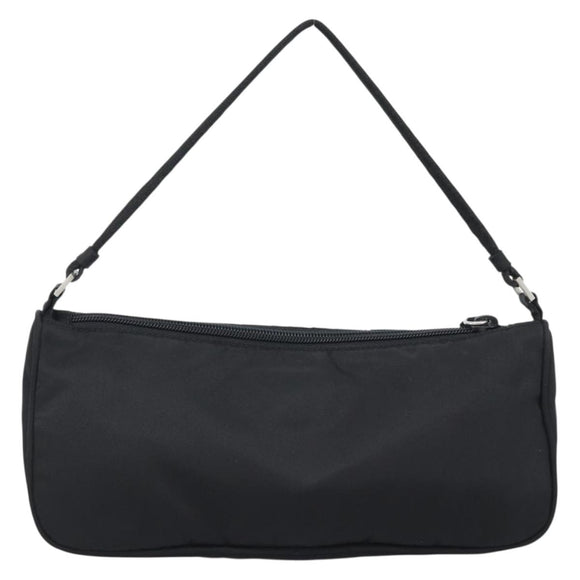 PRADA Accessory Pouch Nylon Black Silver Auth 191315V